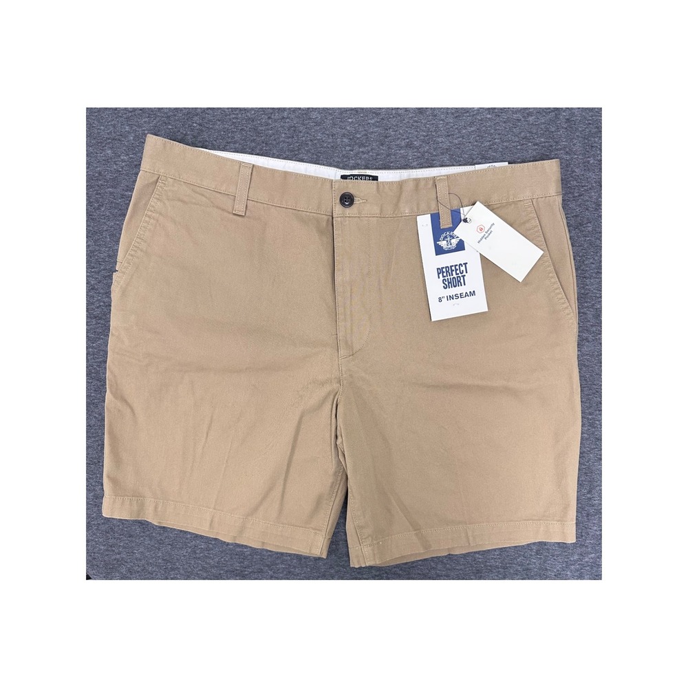 Dockers Perfect Chino Shorts 8" Inseam Hidden Security Pocket Casual Khaki Sz 38